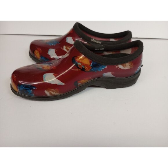 Red Sloggers Chicken & Rooster Clog Shoe Women’s 7 Garden Chore Rubber Slip On - Picture 5 of 7